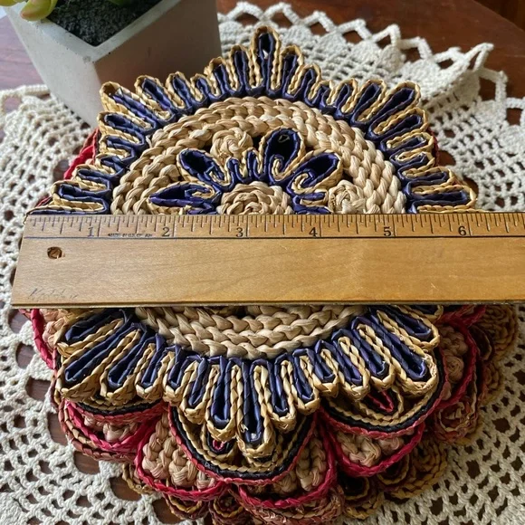 10 Woven Boho Trivets with Floral Design EUC - Picture 13 of 15